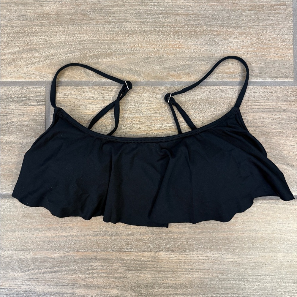Black Ruffle Bikini Top